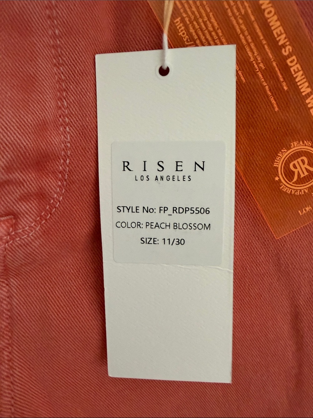 Risen Cropped Wide-Leg Jeans in Peach Blossom - Picture 2 of 7